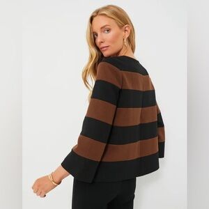 Tuckernuck Women’s Small Black & Brown Stripped Mia Top Long Sleeve $228